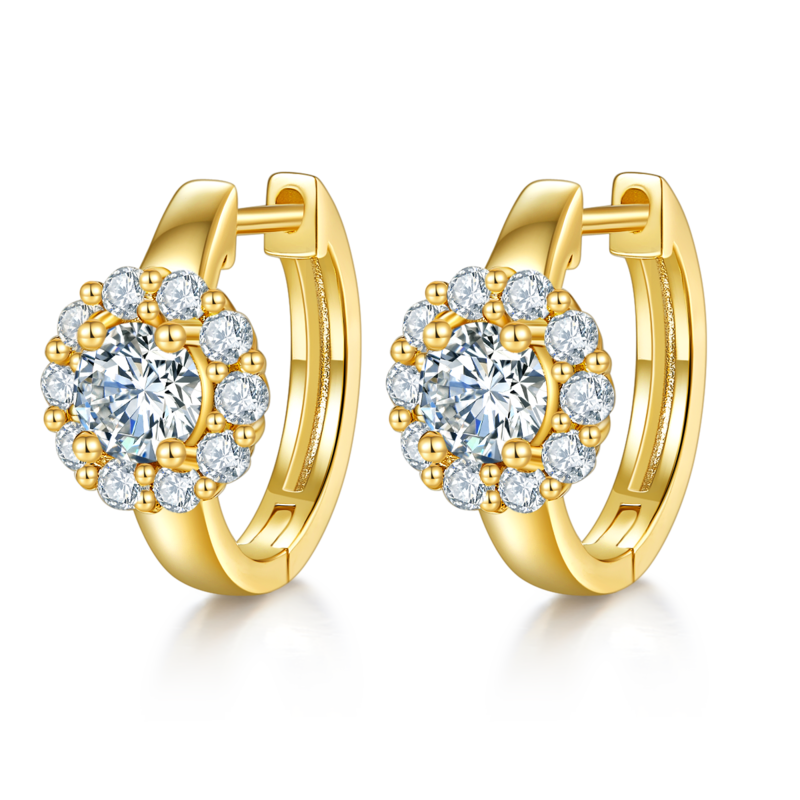 太阳花四爪耳环S925银Moissanite厘石D级1.6ct
